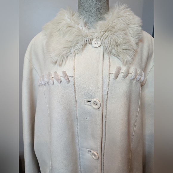 Vintage Novelti Winter White vegan Shearling & Suede Coat plus Size 3X - Picture 14 of 16